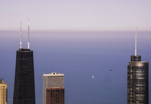 Chicago view from Willis Tower 875 N Michigan Ave helicopter sailboat