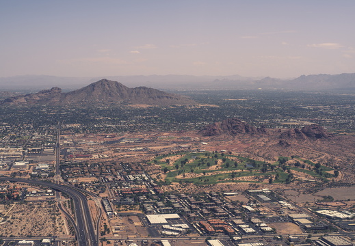 aerial photography Camelback mountain from the plane
