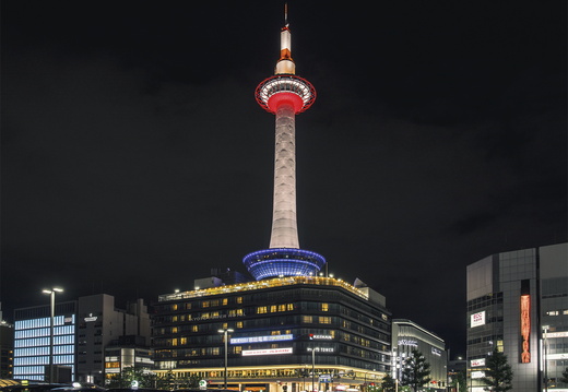 Japan photography Kyoto Tower from Station night